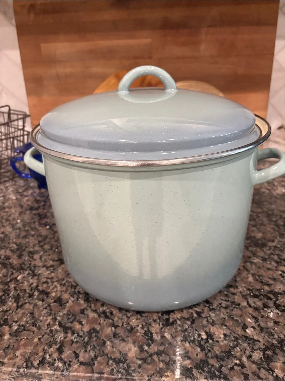Croton Light Blue Enamel Stockpot with Lid